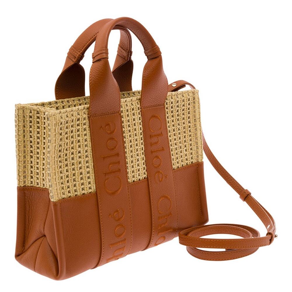 ❌❌SOLD!❌❌BRAND NEW CHLOE SMALL STRAW RAFFIA LEATHER WOODY SUMMER TOTE BAG - Picture 5 of 16